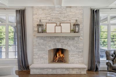 Finished Fireplace with Mantel